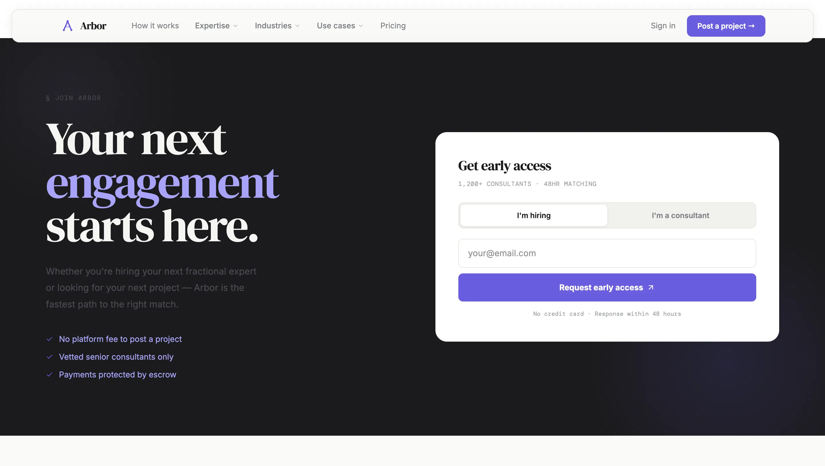 Arbor platform preview section