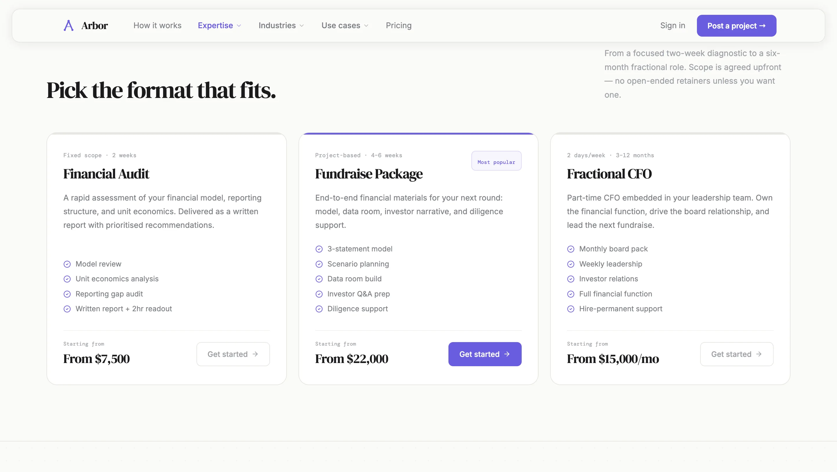 Arbor portfolio project metrics on consultant profile