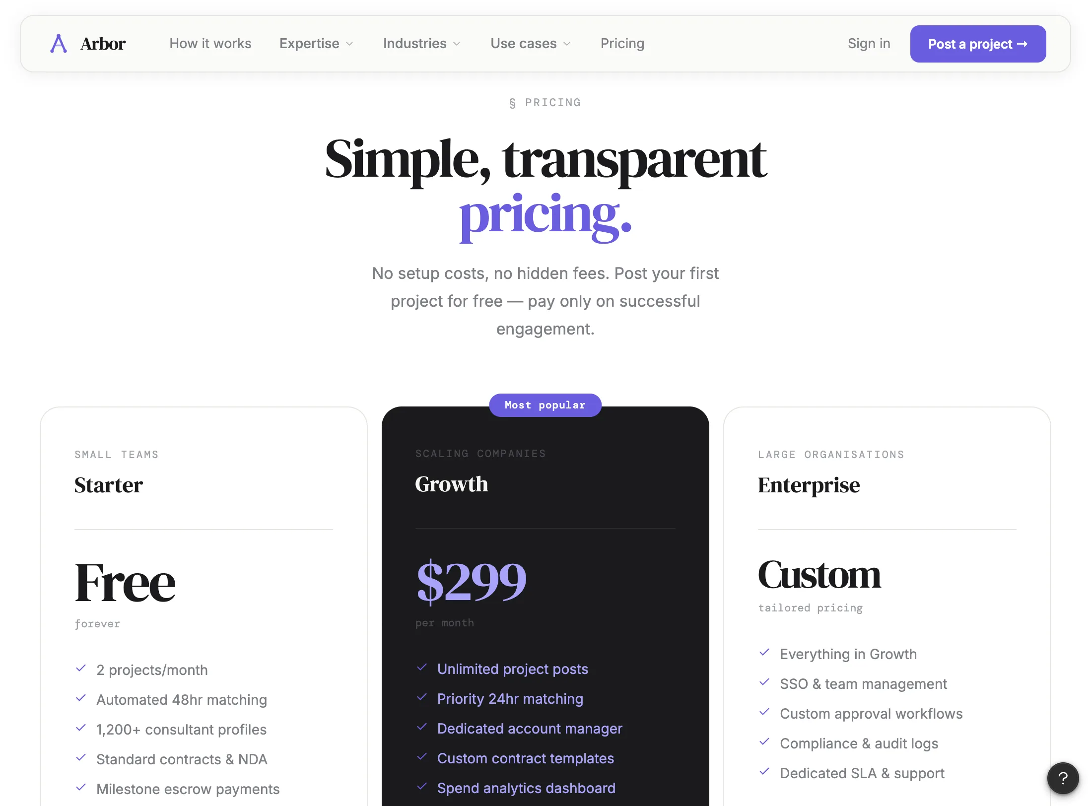 Arbor project brief page