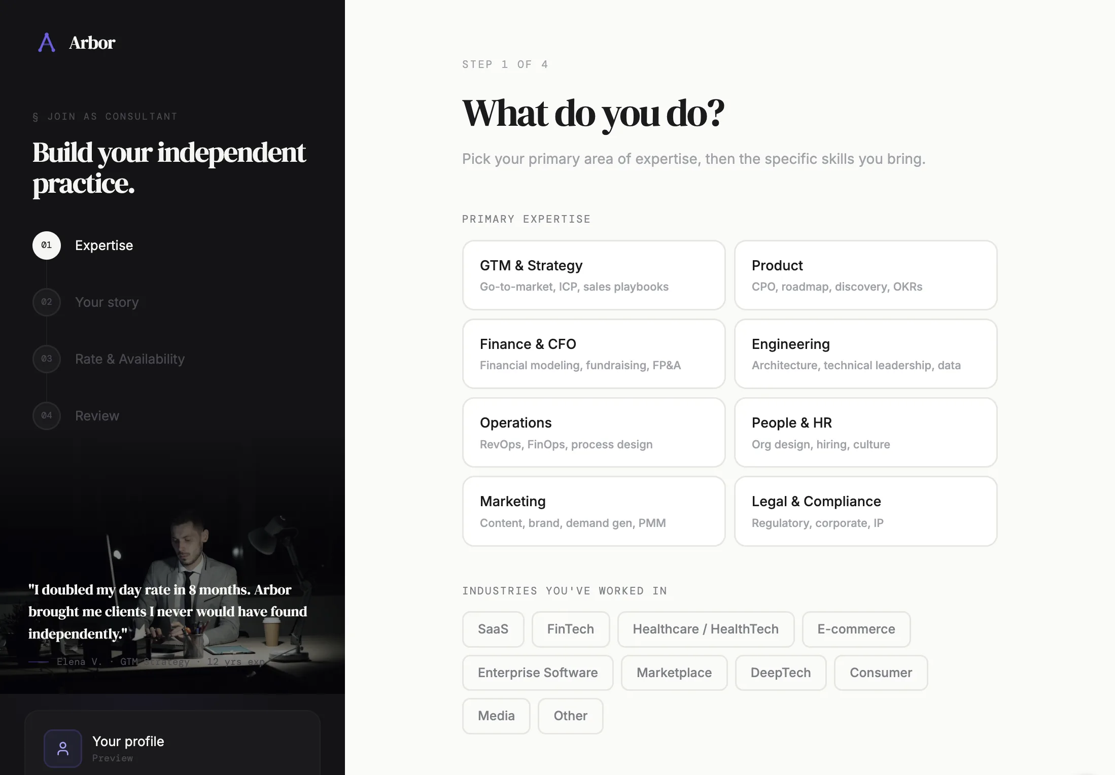 Arbor payments history and invoices page