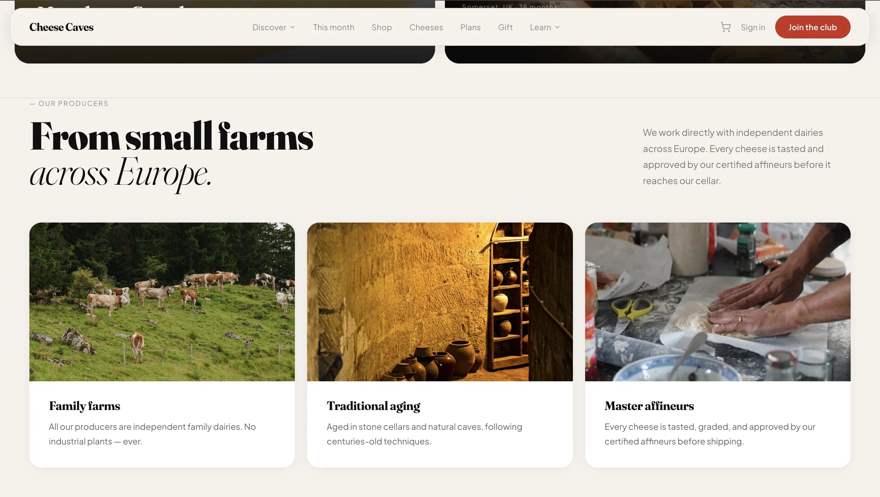 Cheese Caves subscription checkout flow