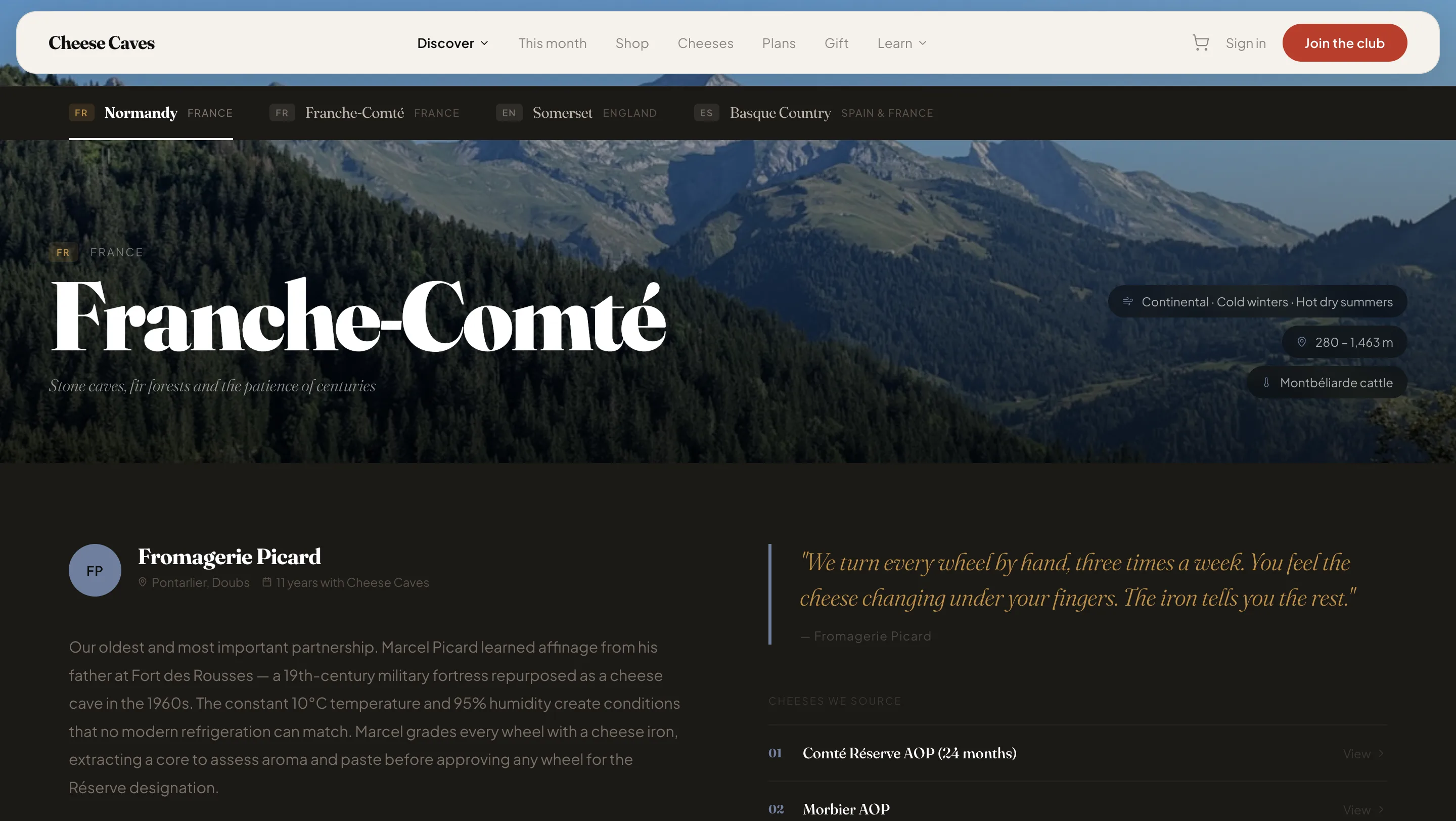 Cheese Caves cheese encyclopedia listing