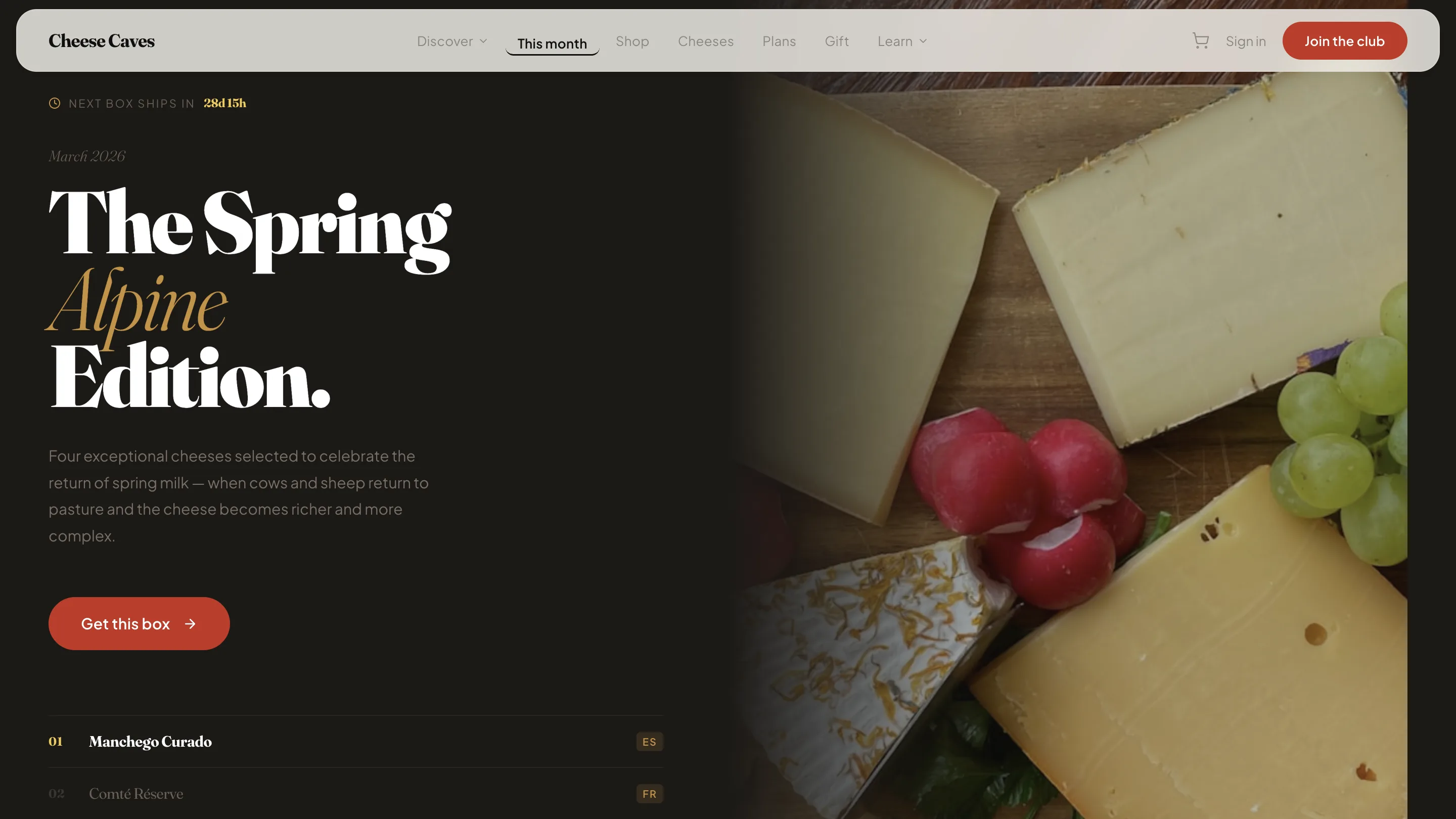 Cheese Caves cheese of the month highlight