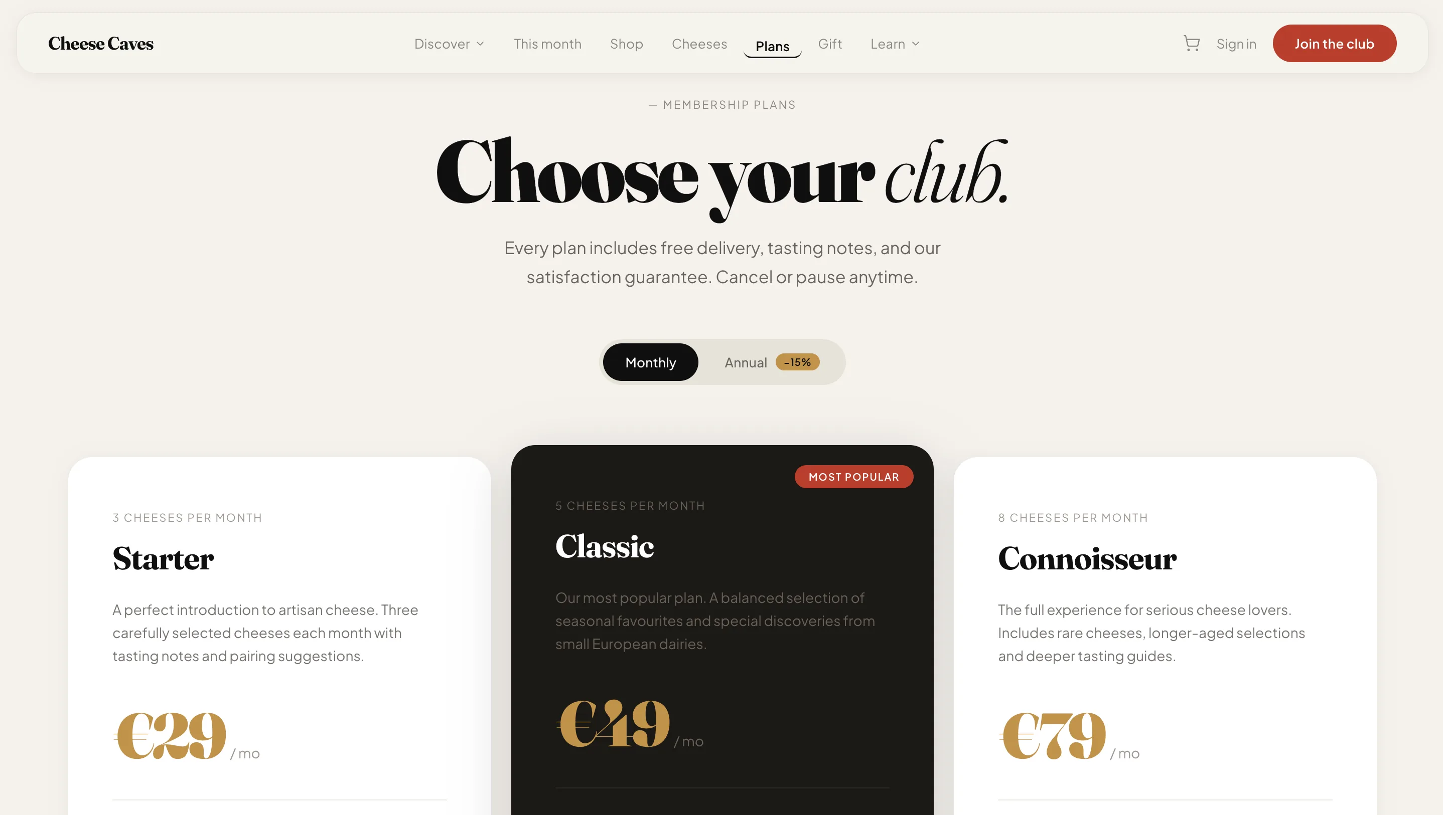 Cheese Caves checkout form details