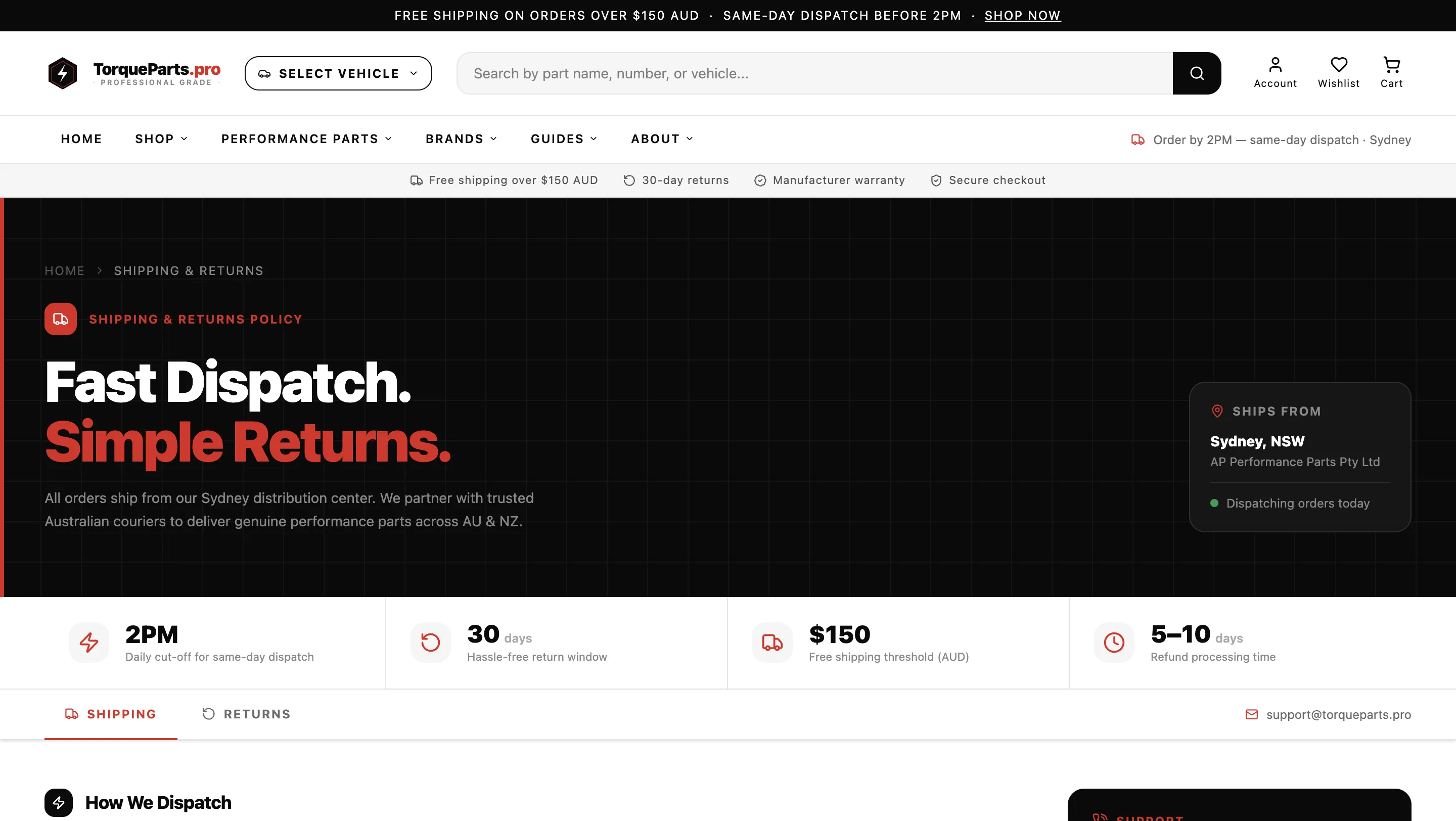 TorqueParts.pro catalog grid for aftermarket automotive parts