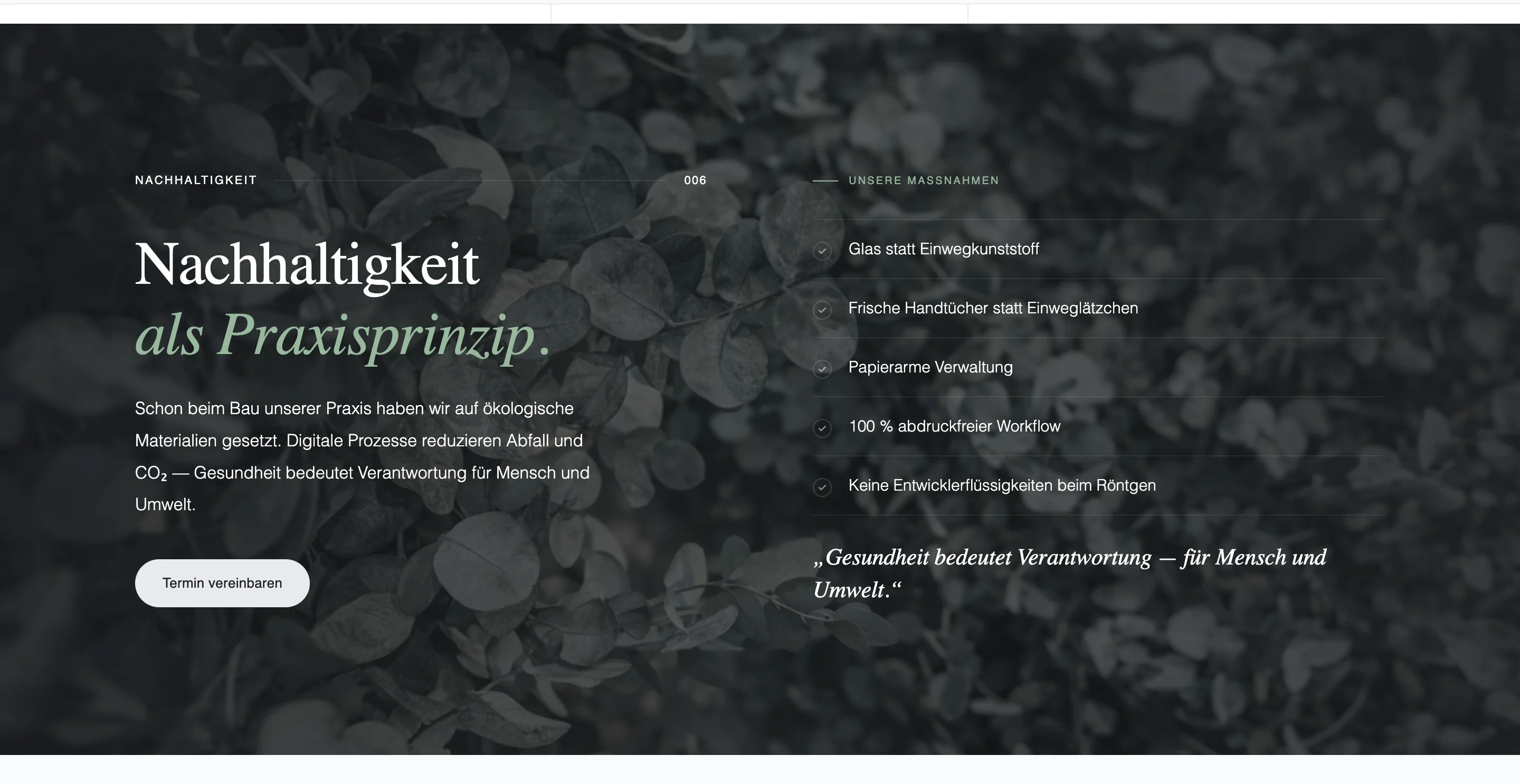 Bio-aesthetic dentistry service page with premium visual system