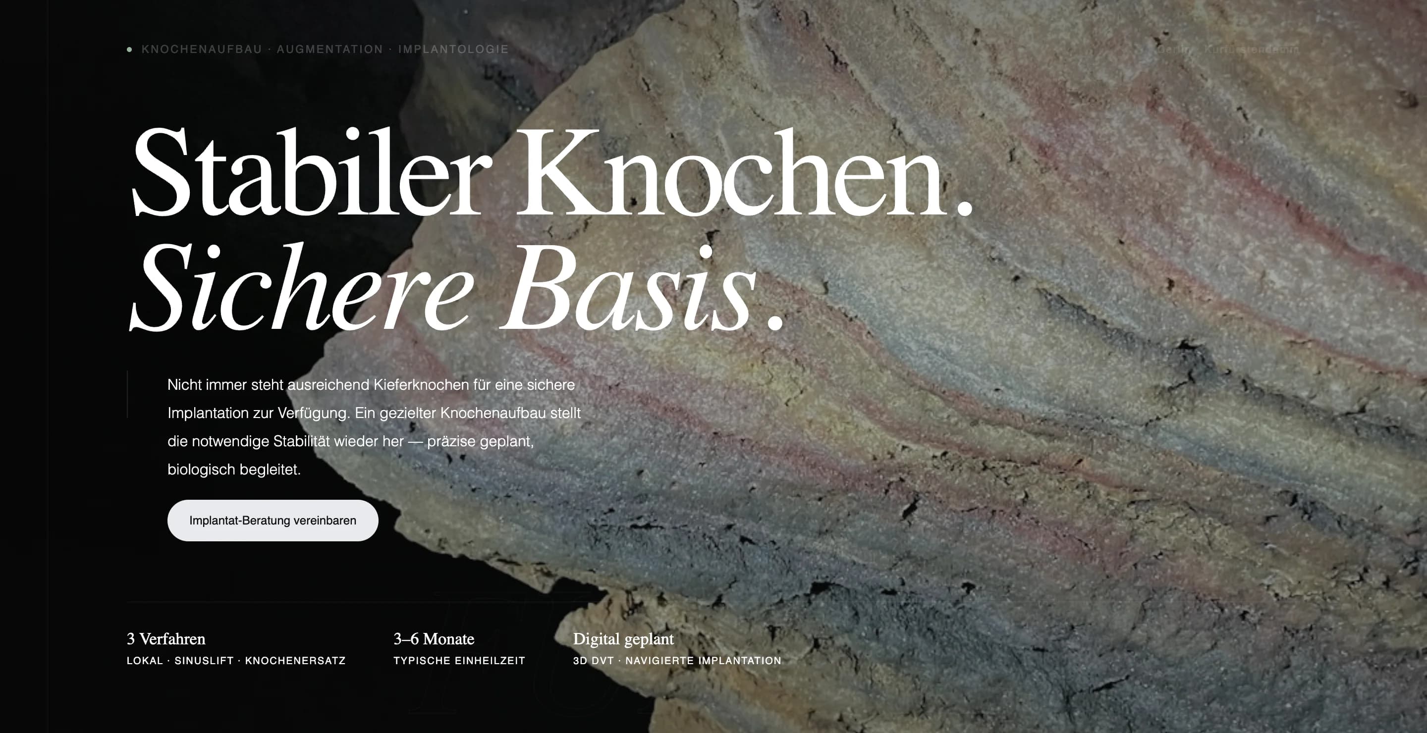 Private clinic service page with high-trust user interface