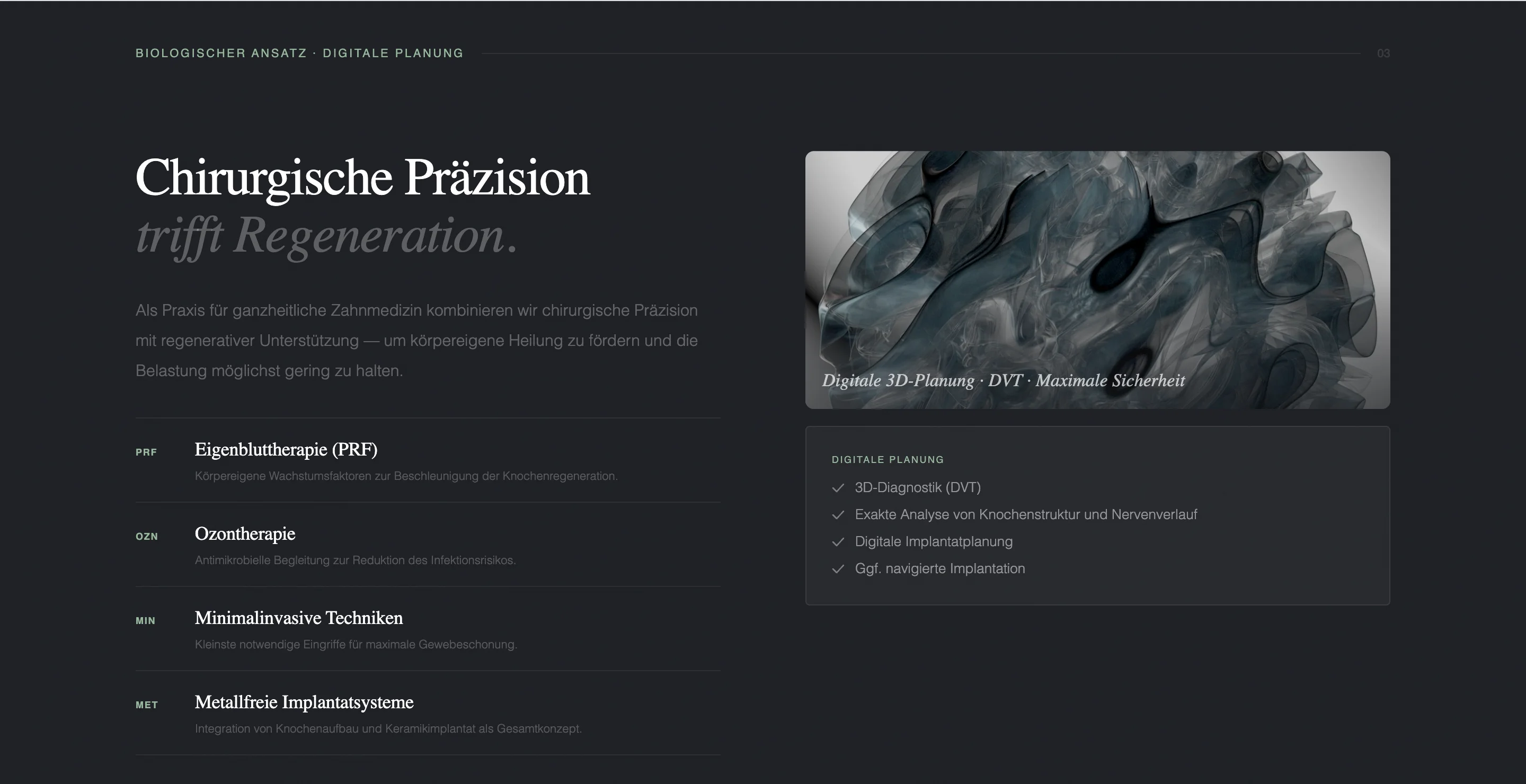 Treatment architecture page with modular medical content
