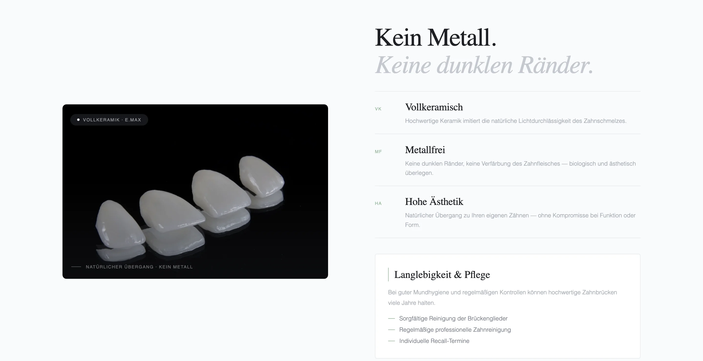 Dental service screen with visual hierarchy and clarity
