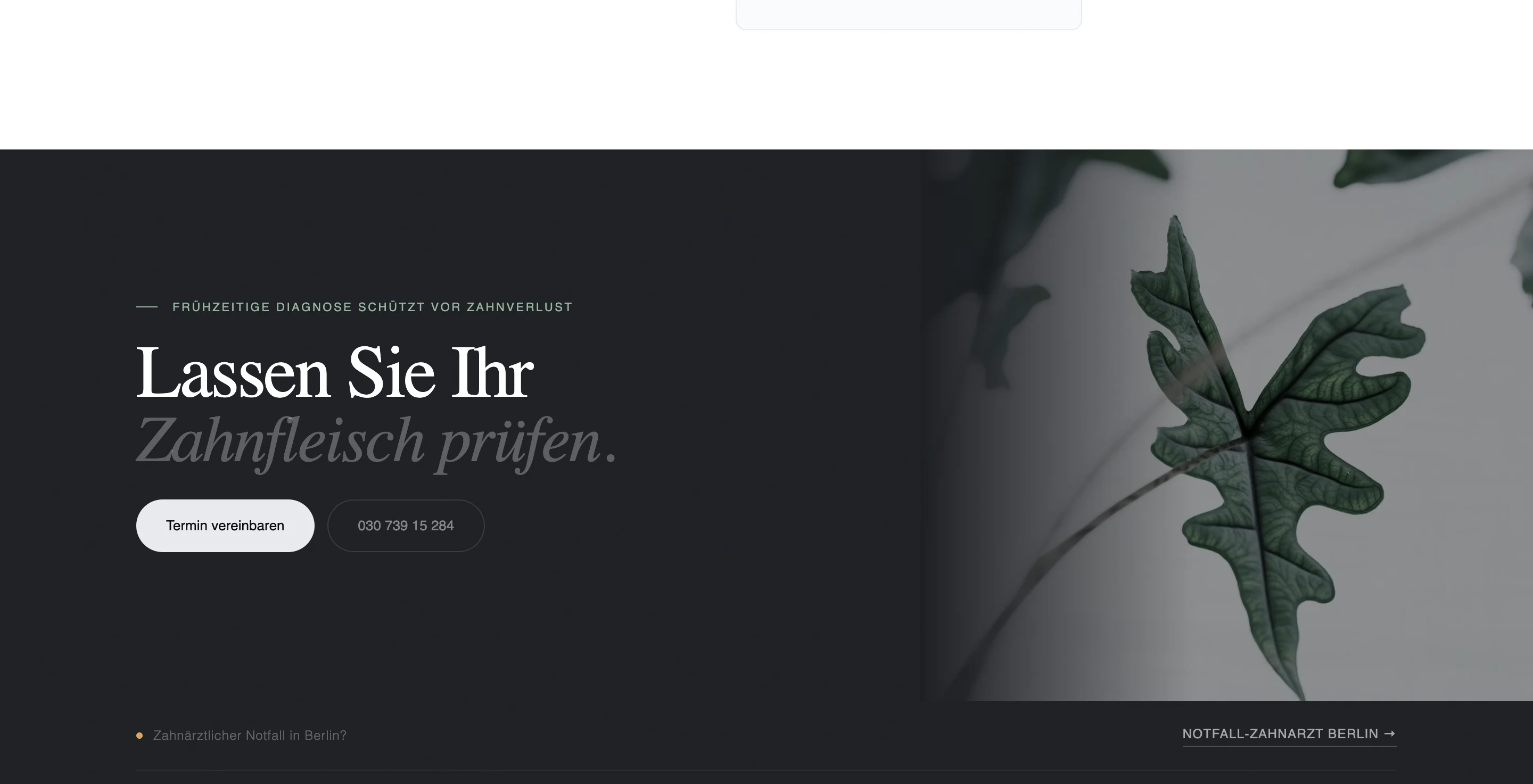 Medical website screen for contact and appointment workflow