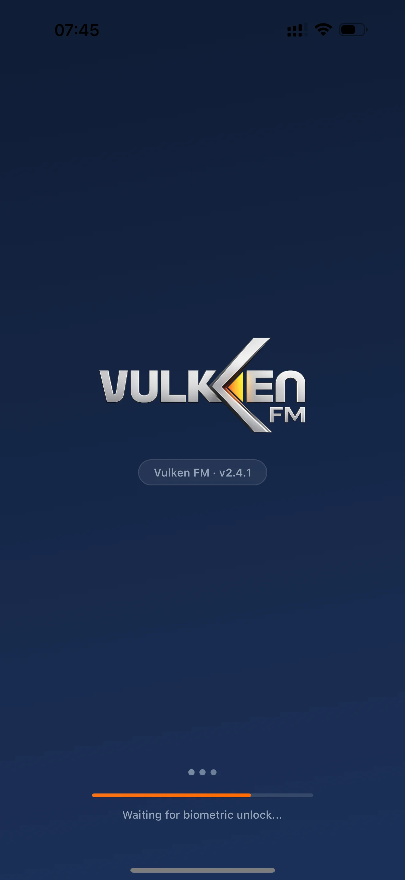 Vulken FM mobile app splash screen