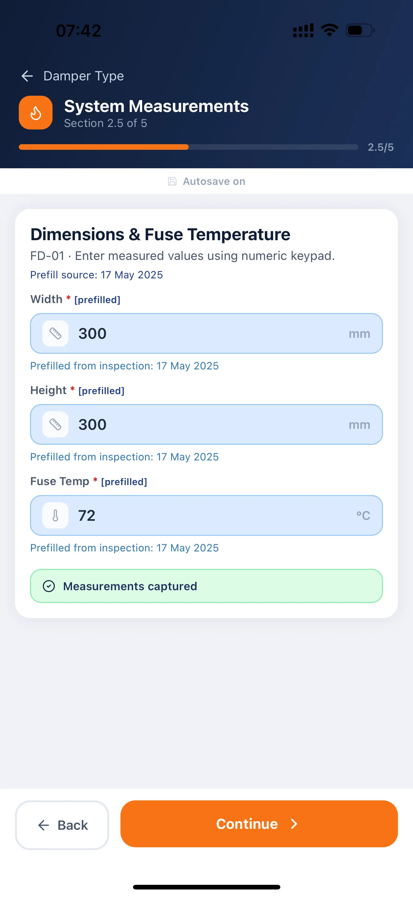 Dynamic inspection sections and form navigation