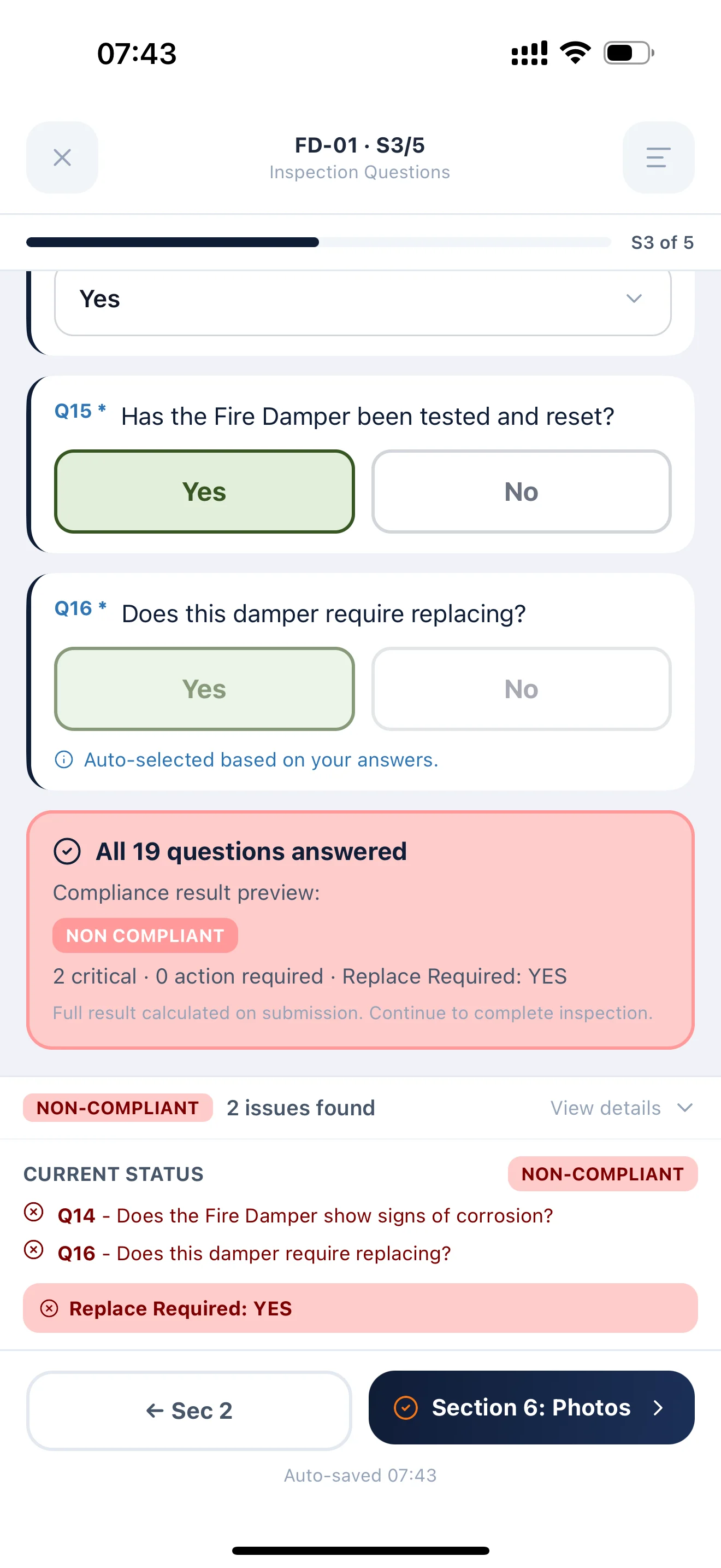 Offline and sync status in the app