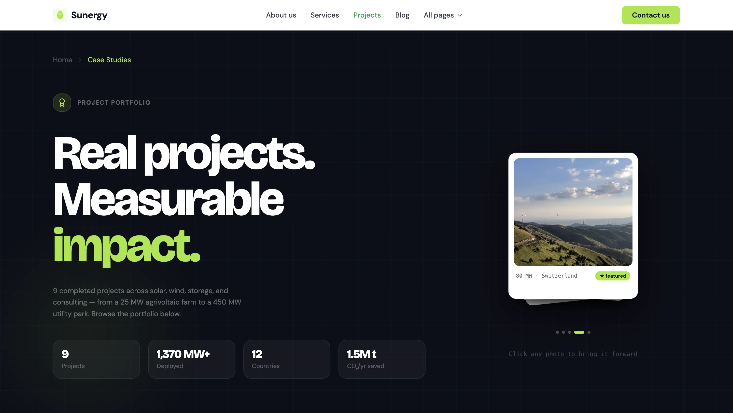 Renewable energy solar power detail page