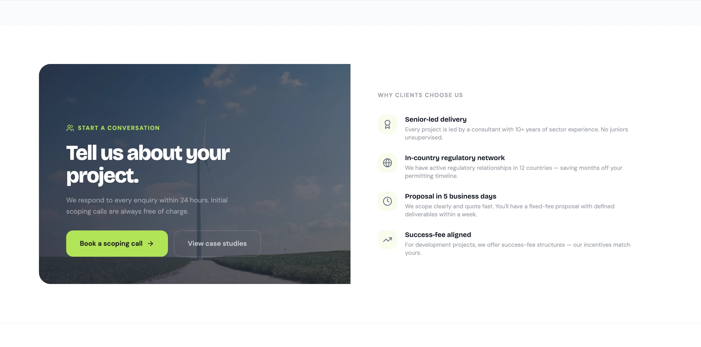 Renewable energy impact metrics section